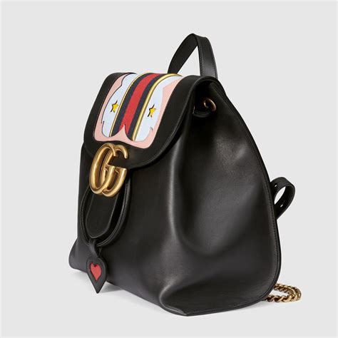 black leather gucci backpack women& 39